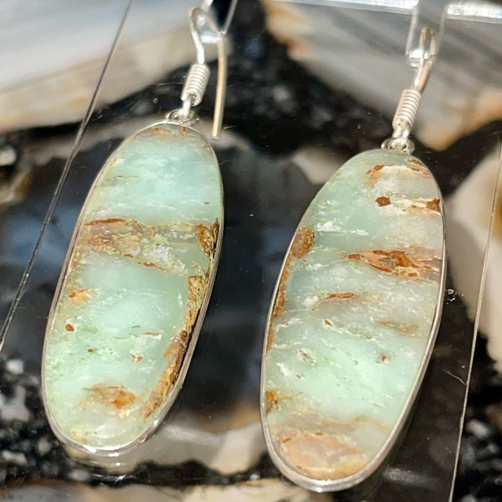 Venus Stone Green Chrysoprase Earrings 2 1/4”